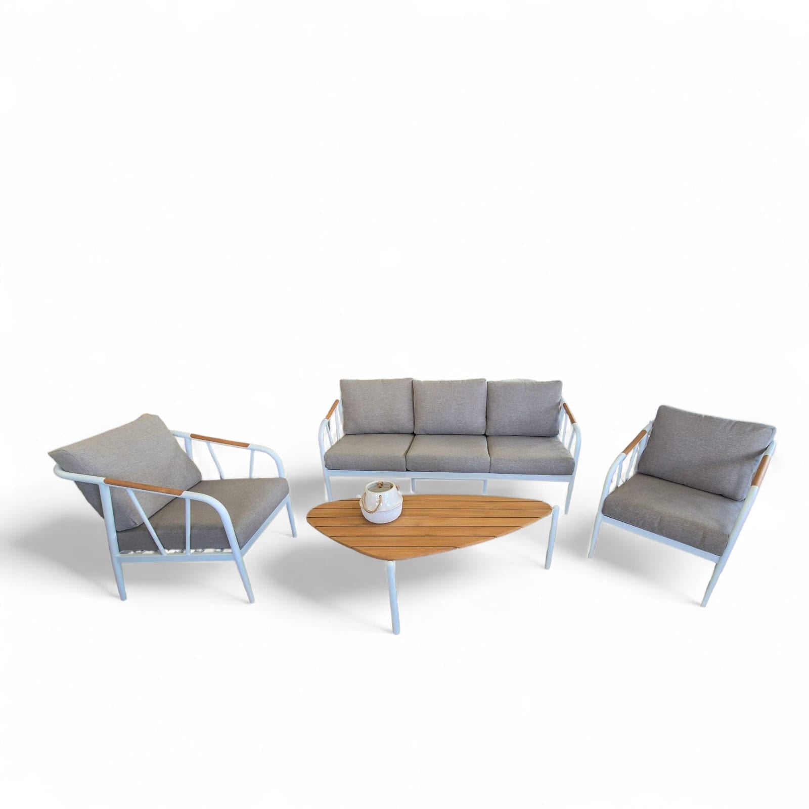 Set de terraza Modelo 335 en aluminio blanco y teca de Costamueble